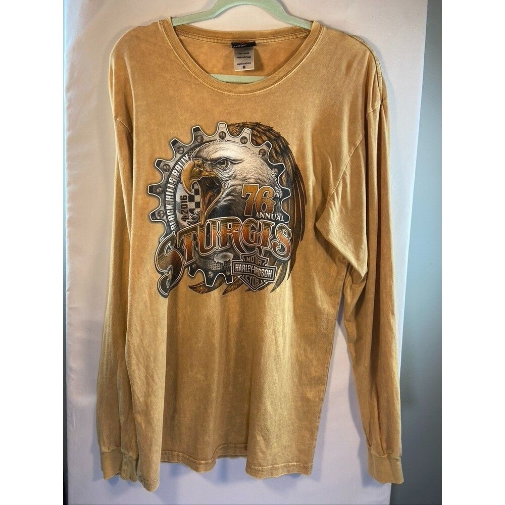 HARLEY DAVIDSON MENS MEDUIM LIGHT WEIGHT LONG SLEEVE TAN STURGIS T SHIRT